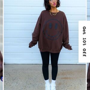 Dressed in LALA Brown Smiley Sweater